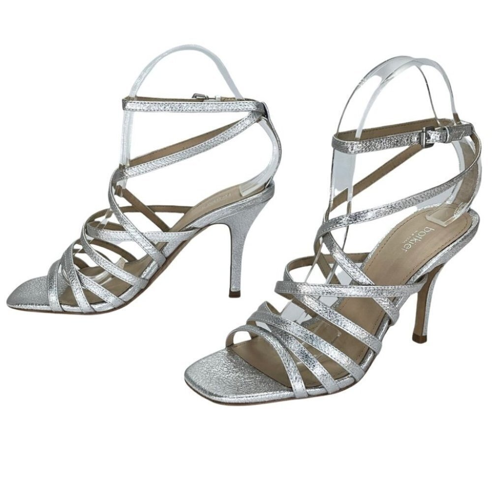 Botkier Lorain Silver Leather Strappy Womens Heels Size 7M - Picture 7 of 13